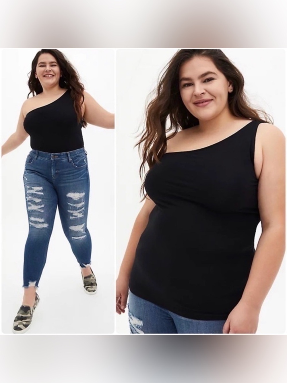 Torrid One Shoulder Tank Top Black Fitted Sexy Plus Size 6 6X 30 NEW NWT